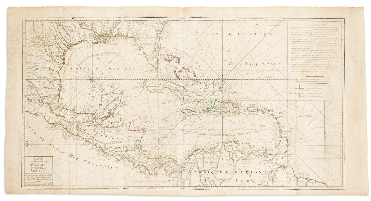 (CARIBBEAN.) Phillipe and Jean Nicolas Buache. Carte du Golphe du Mexique et des Isles Antilles.
